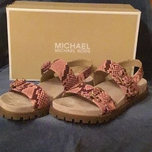 Michael Michael Kore Judd Sandal.  Pink print Lea.